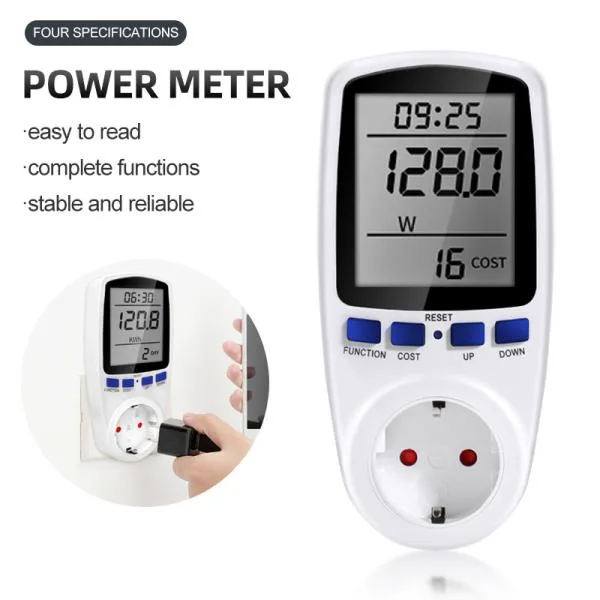 디지털 LCD 전력계 소켓 전력량 Kwh 에너지 측정 콘센트, 220V AC EU 과부하 보호, 7 디스플레이 모델