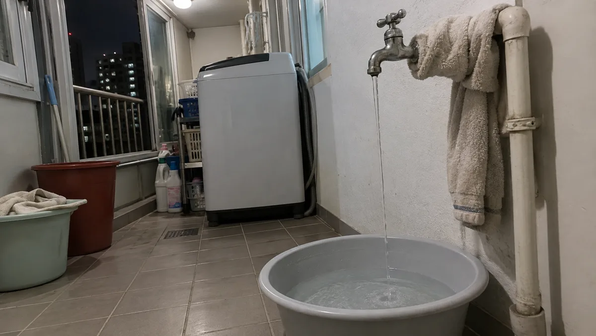 한파 예보가 있는 밤에는 베란다 수도꼭지를 아주 가늘게 틀어두면 얼 가능성을 줄일 수 있어요